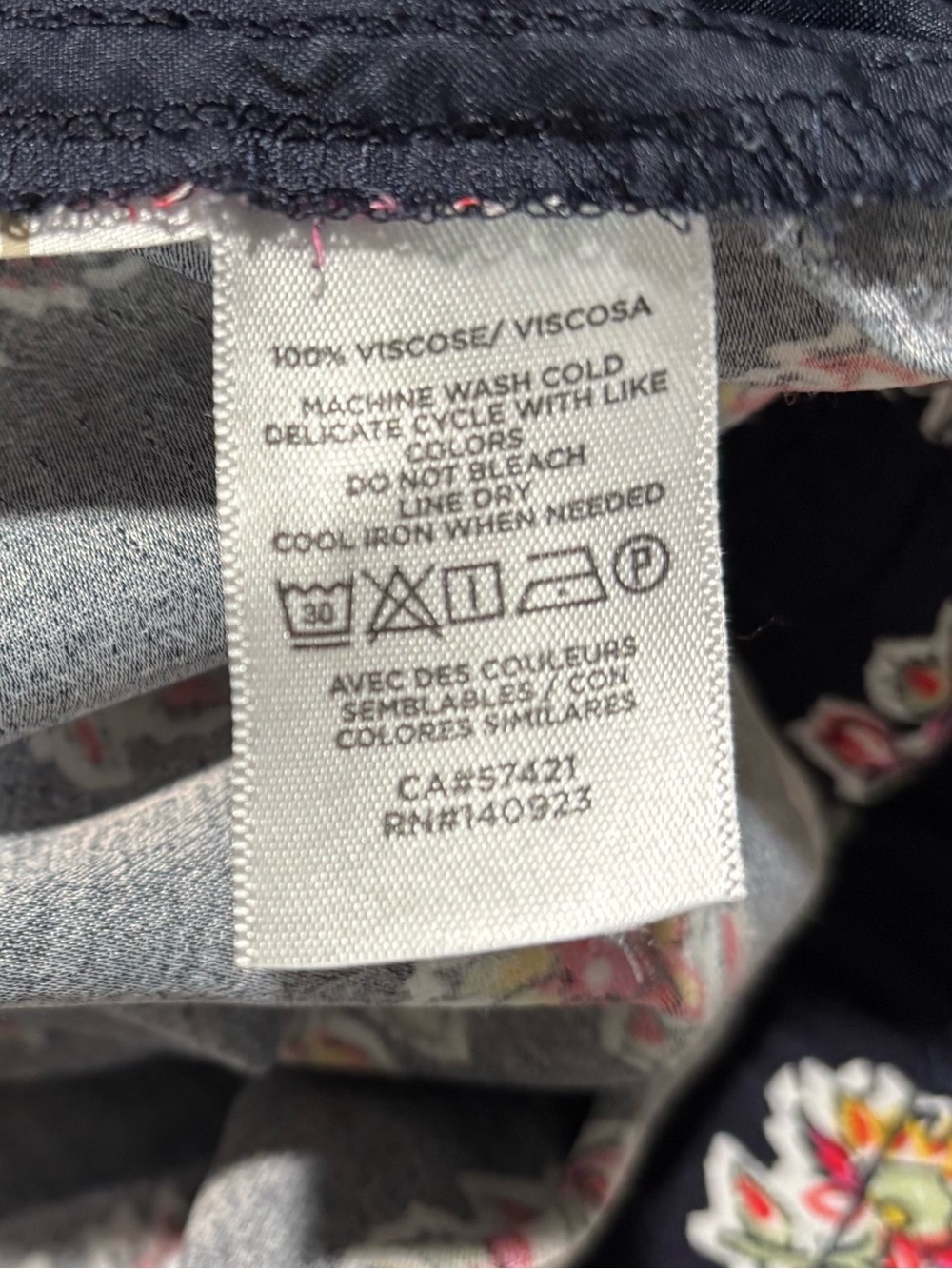 LOFT viscose DRAWSTRING floral crop pants NAVY BLUE red XL - Picture 3 of 6